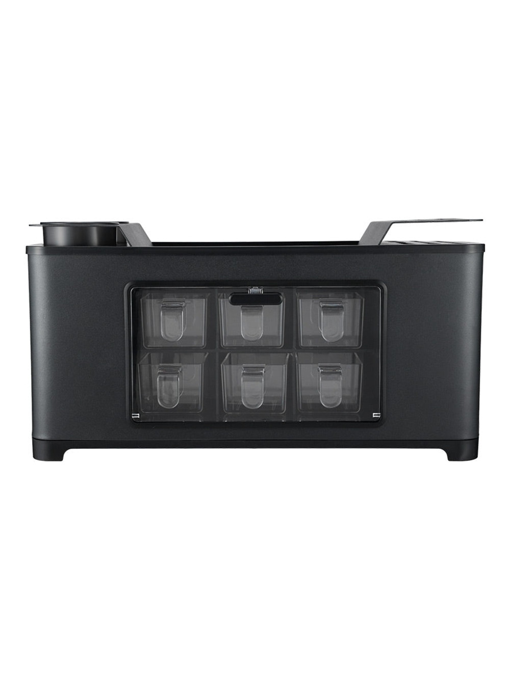 Black Countertop Condiment Organizer with Clear Drawers